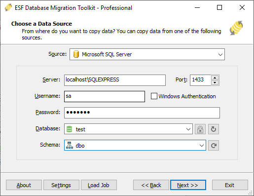 screenshot of ESF Database Migration Toolkit